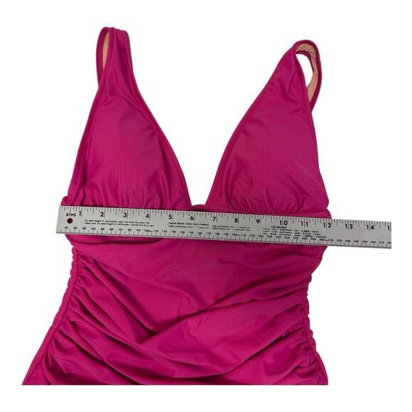NWT J. Crew Radiant Fushia Roushed V Neck One Piece Bathing Suit Size 6 - Picture 7 of 9
